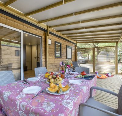 Location  CLIMATISE : Mobile-home, 4 personnes, 2 chambres, Climatisation, Lave-vaisselle, Terrasse couverte au camping Le Suroit - 1
