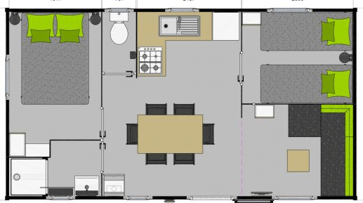 Location  GRAND CONFORT : Mobile home, 5 personnes, 2 chambres, Terrasse couverte au camping Le Suroit - 5