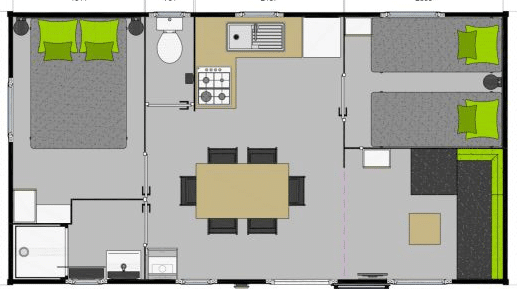 Location  GRAND CONFORT : Mobile home, 4/5 personnes, 2 chambres, Terrasse couverte au camping Le Suroit - 5