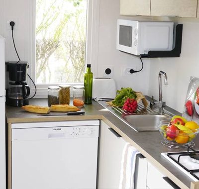 Location  ARCHIPEL : Mobile-Home 3chambres 6/8 personnes avec lave-vaisselle et climatisation (2 Mobile-Homes îlots avec terrasse commune couverte) au camping Le Suroit - 5
