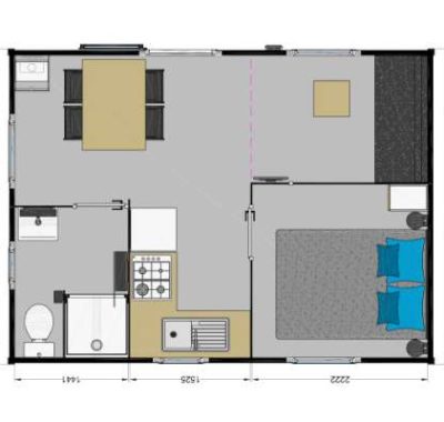 Location  GRAND CONFORT : Mobile-Home, 2 personnes, 1 chambre, Terrasse bois couverte au camping Le Suroit - 3