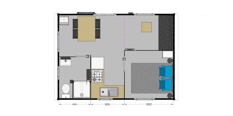 Location  GRAND CONFORT : Mobile-Home, 2 personnes, 1 chambre, Terrasse bois couverte au camping Le Suroit - 3