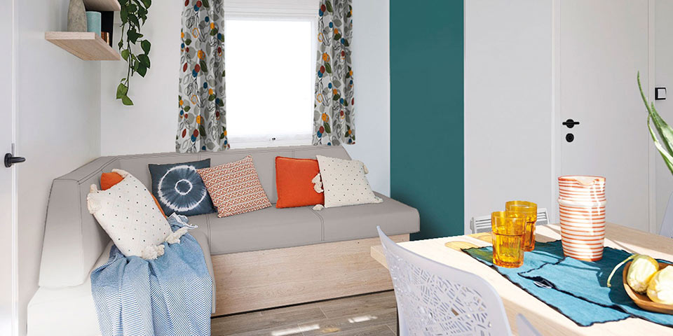 Location  ARCHIPEL : 8 people, 4 bedrooms (2 mobile-homes with a common shared terrace) au camping Le Suroit - 3