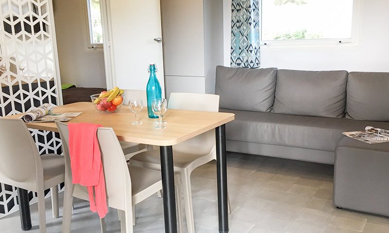 Location  QUARTIER : Mobil-Home TV, 4 personnes, 2 chambres, Terrasse Couverte au camping Le Suroit - 1