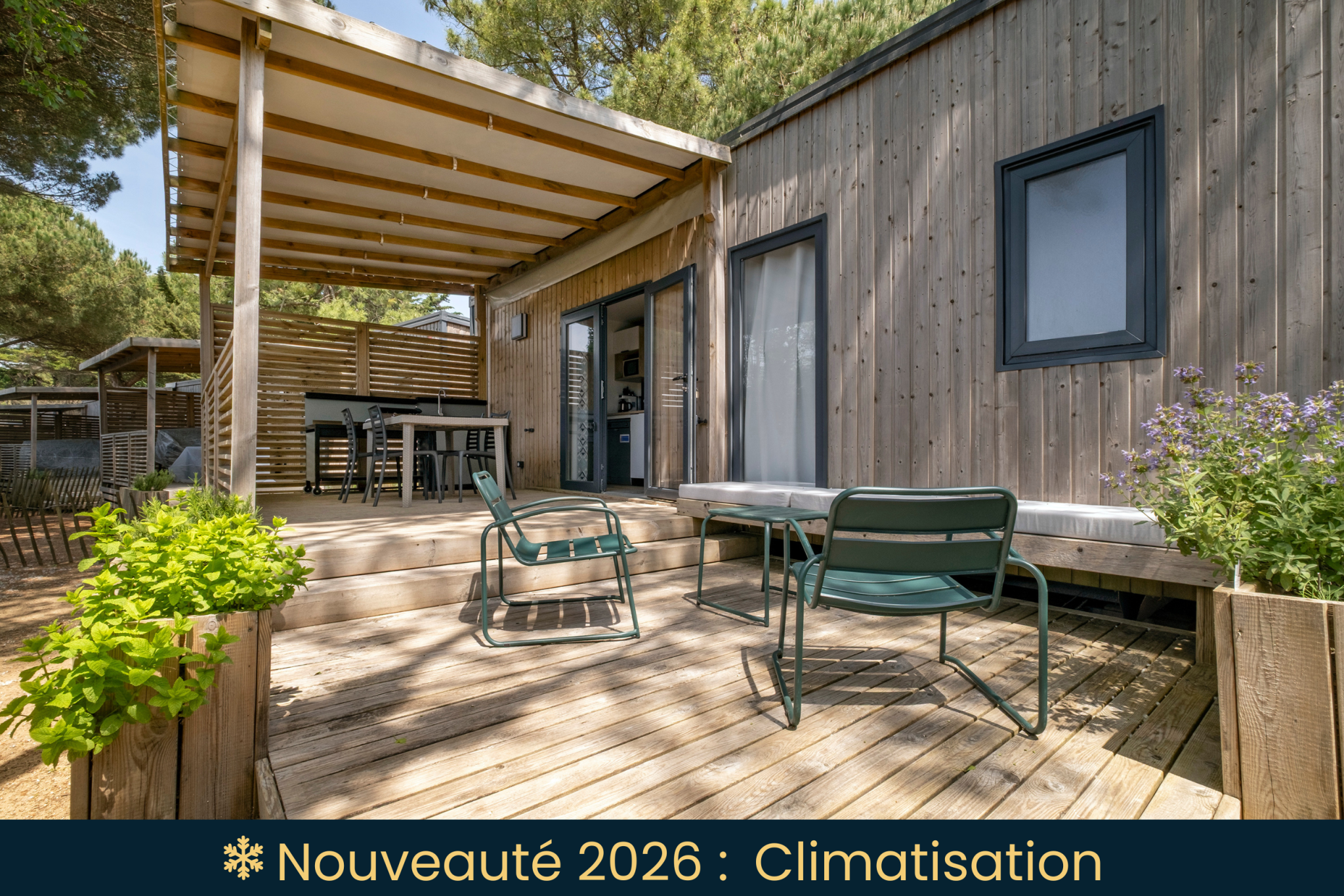 Location  PREMIUM : Mobil home TV, 4 personnes, 2 chambres, 2 salles de bain au camping Le Suroit - 1