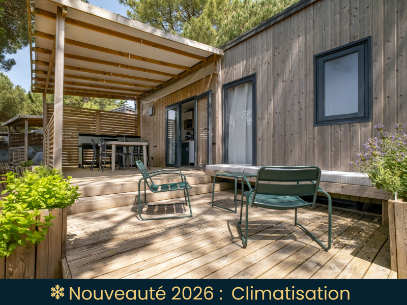 Location  PREMIUM : Mobil home TV, 4 personnes, 2 chambres, 2 salles de bain au camping Le Suroit - 1