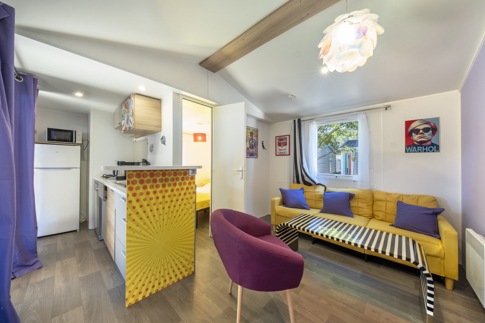 Location  ARCHIPEL : Salut les copains ! 12 personnes, 6 chambres (2 mobil homes Îlots avec terrasse commune couverte) au camping Le Suroit - 5