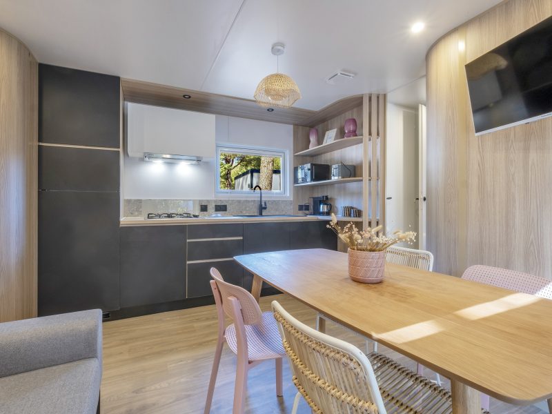 Location  PREMIUM : Mobil home TV, 6 personnes, 3 chambres, 2 salles de bain, jacuzzi privatif, climatisation, Neuf au camping Le Suroit - 3