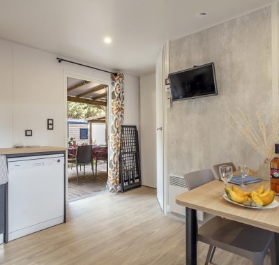 Location  CLIMATISE : Mobile-home, 6 personnes, 3 chambres, Climatisation, Lave-vaisselle, Terrasse couverte au camping Le Suroit - 1
