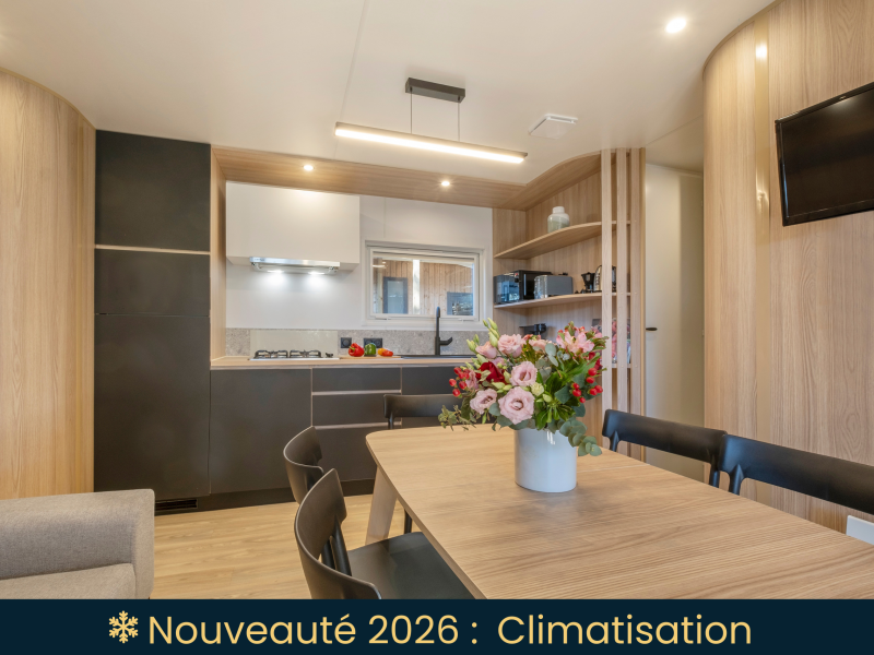 Location  PREMIUM : Mobil home TV, 6 personnes, 3 chambres, 2 salles de bain, récent (-2ans) au camping Le Suroit - 1